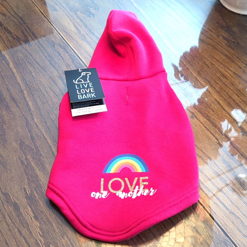 LOVE one another rainbow dog hoodie coat NWT
